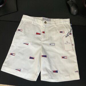 Classic Prep Hudson Bright White With Burgees boys size 7 Shorts